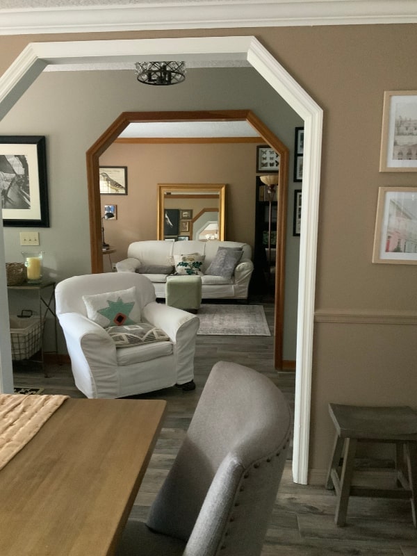 View from dining room across hallway into home office